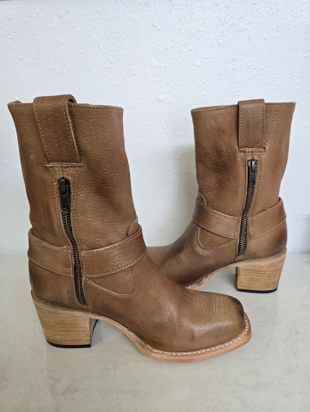 Freebird Darcy Wheat Square Toe Women's Tan Leather Mid-Calf Harness Boot 7 - Picture 9 of 11